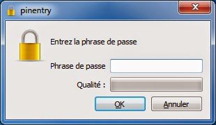 Dialogue pinentry demandant saisie phrase de passe