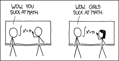 BD xkcd - deux panneaux montrant homme et femme résolvant équation; femme trouve solution correcte malgré critique