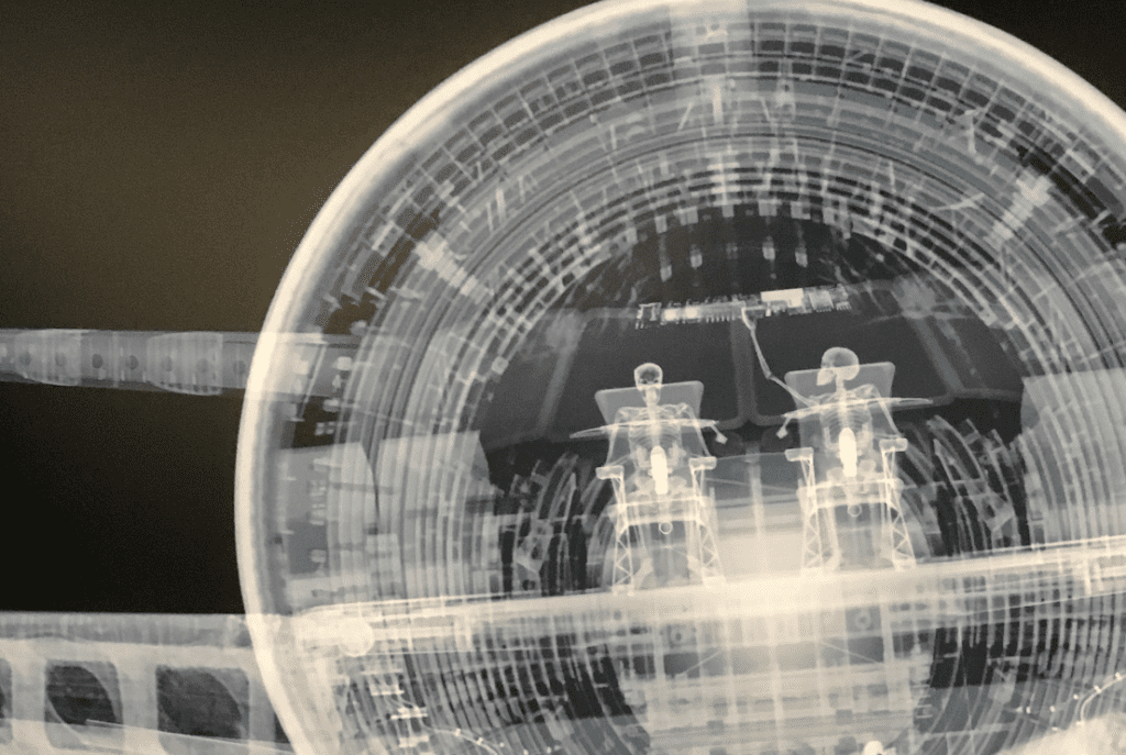 Radiographie artistique colorée d'un torso humain par Nick Veasey