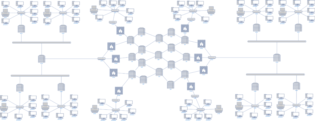Schéma réseau complexe montrant tunnel VPN et architecture multi-zones