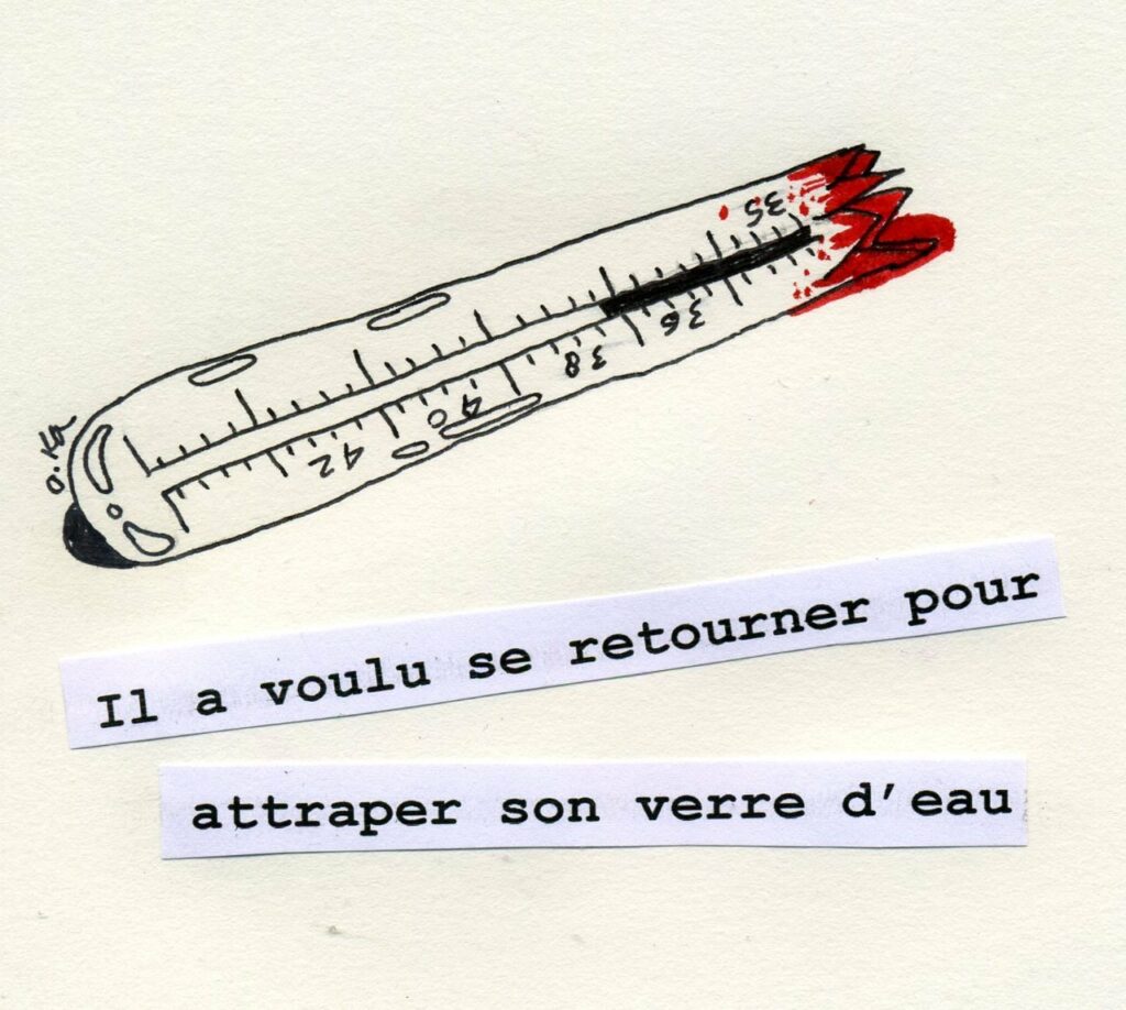 Dessin collage d'une règle ailée, illustration poétique du creux de la vague