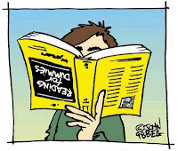 Dessin humoristique : cheval le nez dans un journal « Reading for Dummies »